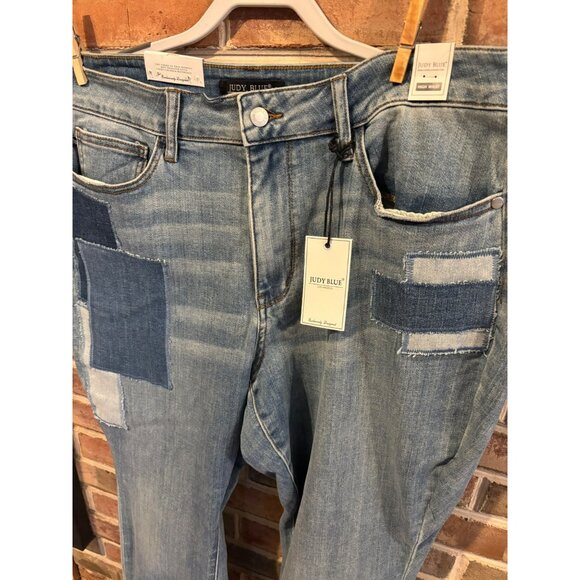 Judy Blue High Waist Double Rolled Cuff Patchwork Women's Jeans Size 18W NWT - Picture 4 of 8